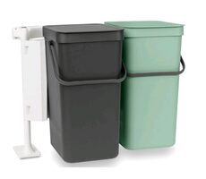 Brabantia Sort &amp; Go Vstavané koše s montážnym rámom 2x 16 L tmavo šedá a zelená 