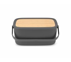 Brabantia Nič Chlebník tmavo šedá / plast bambus / 39.5 x 25.5 cm / s krájacou doskou
