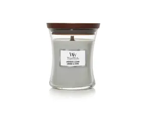 Woodwick Lavender &amp; Cedar 275 g - sviečka stredná