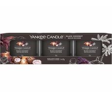 Yankee Candle Black Coconut - Sada votívnych sviečok plnených v skle 3x 37g