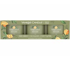 Yankee Candle Sage &amp; Citrus - Sada votívnych sviečok plnených v skle 3x 37g