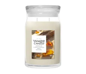 Yankee Candle Signature Amber &amp; Sandalwood veľký pohár 567g / doba horenia až: 90h