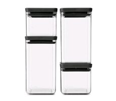 Brabantia TASTY+ Dózy na potraviny 4ks čierna / 2x 0.7L &amp; 2x 1.6L