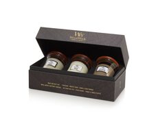 Woodwick darčekový set 3ks Fireside &amp; White Teak a Sand &amp; Driftwood - sklo malé / doba horenia: až 3x 30h 