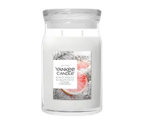 Yankee Candle Signature White Spruce &amp; Grapefruit 567g - sviečka veľká 2 knôty / doba horenia: až 90h