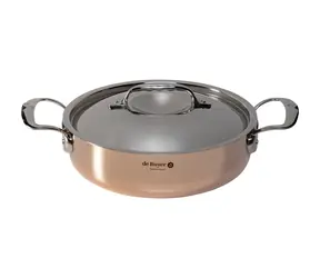 De Buyer Prima Matera Nízky hrniec na indukciu 24 cm / 3.1 l / meď + nerezová oceľ  