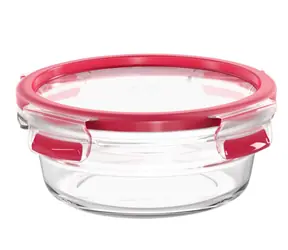 Emsa Clip&amp;Close Sklenená krabička na potraviny 0.6 l červená 