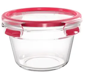 Emsa Clip&amp;Close Sklenená krabička na potraviny 0.9 l červená