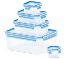 Emsa Food Clip&amp;Close Sada dóz na potraviny 0.15 l + 0.25 l + 0.55 l + 1 l + 3.7 l modrá 