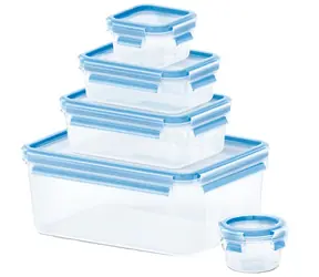 Emsa Food Clip&amp;Close Sada dóz na potraviny 0.15 l + 0.25 l + 0.55 l + 1 l + 3.7 l modrá 