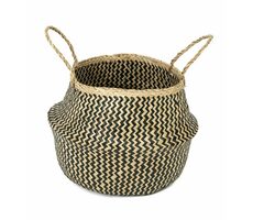Compactor Belly M Pletený úložný košík morská tráva prírodná s čiernou / 35 x 32 cm