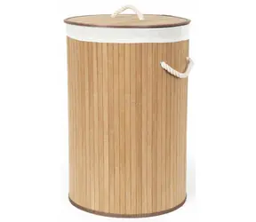 Compactor Bamboo Bambusový kôš na bielizeň s vekom - okrúhly prírodný