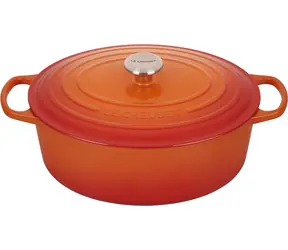 Le Creuset Signature Oválny hrniec s pokrievkou 33 cm oranžová