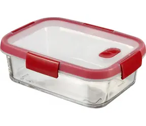 Curver SMART Cook Rectangular Sklenená dóza na potraviny 0.9 l číra-červená