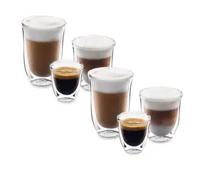 DeLonghi Sada pohárov 6ks / 2 x 90 ml / 2 x 270 ml / 2 x 330 ml