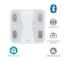 Nedis Chytrá osobná váha / Bluetooth / BMI / BMR / SmartLife / Android