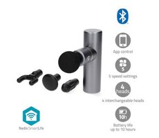 Nedis BTHMSG10GY / Športová masážna pištoľ / SmartLife / 5 Režimov masáže / Hlava U / Kónická hlava