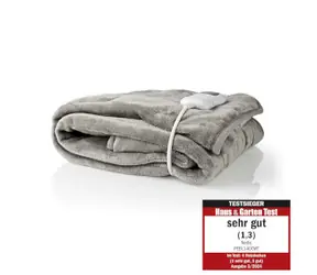 Nedis Elektrická deka sivá / 180 x 130 cm / 9 úrovní teploty / umývateľné / ochrana proti prehriatiu 