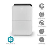 Nedis Odvlhčovač SmartLife / Wi-Fi / 30 l-Deň / Odvlhčovanie / Priebežné / Sušenie bielizne / Ventilácia / Android & iOS 
