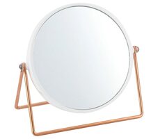 MSV PRETTY kozmetické zväčšovacie zrkadlo biela / plast / medený stojan