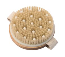 MSV NATUR masážna a exfoliačná kefa so štetinami / okrúhla / drevo