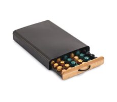 MSV ELIE zásobník na kapsule Nespresso čierny / oceľ / bambus / 26.5 x 39 x 6 cm