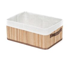 Compactor Bamboo - Bambusový úložný košík / prírodný bambus-len / 32 x 25 x v15 cm
