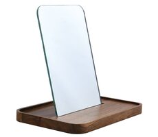 Spirella ALESIA obdĺžnikové zrkadlo s dreveným obdĺžnikovým podstavcom