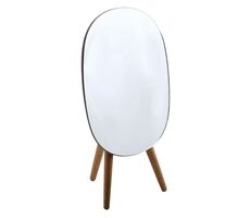 Spirella ALESIA oválne zrkadlo s tromi nožičkami z akáciového dreva