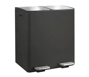Spirella ALIYA pedálový odpadkový kôš na triedený odpad 2 x 20 L matná čierna / oceľ