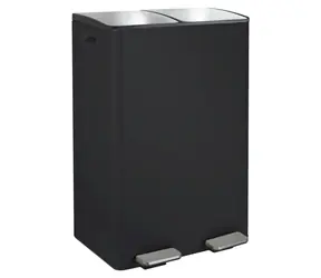 Spirella ALIYA pedálový odpadkový kôš na triedený odpad 2 x 30 L matná čierna