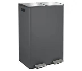 Spirella ALIYA pedálový odpadkový kôš na triedený odpad 2 x 30 L matná šedá / oceľ