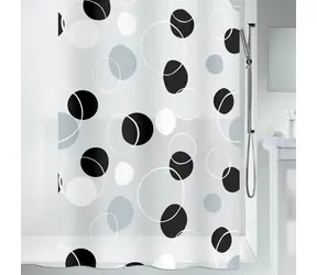 Spirella BUBBLE sprchový záves motív krúžky bielo-čierny