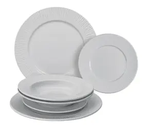 Lamart Fancy Sada jedálenských okrúhlych tanierov 6ks biela / porcelán