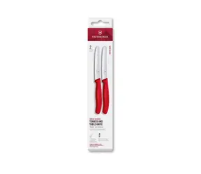 VICTORINOX Swiss Classic Príborový nôž 2 ks červená / vrúbkované ostrie / dĺžka čepele 11 cm 