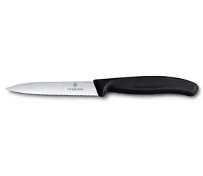 VICTORINOX Nôž na zeleninu s vlnkovaným ostrím 10 cm čierna