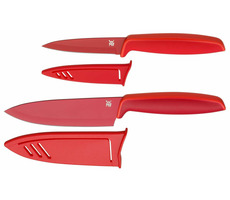 WMF Touch sada nožov 2 ks červená / 1x nôž šéfkuchára 13 cm / 1x univerzálny nôž 9 cm / kryty čepele