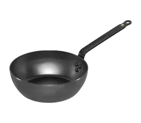 De Buyer Mineral B hlboká oceľová panvica s plochou rukoväťou 24 cm