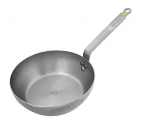 De Buyer Mineral B hlboká oceľová panvica s plochou rukoväťou 28 cm