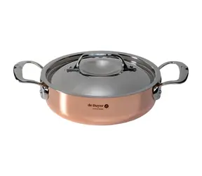 De Buyer Prima Matera Nizký hrniec na indukciu 20 cm / 1.8 l / meď + nerezová oceľ 