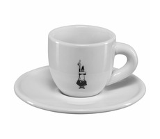 Bialetti Moka Omino hrnček na espresso 60 ml biela / porcelán / podšálka