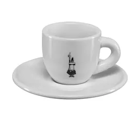 Bialetti Moka Omino hrnček na espresso 60 ml biela / porcelán / podšálka