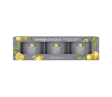 Yankee Candle Black Tea &amp; Lemon - Sada sviečok v skle 3x 37g