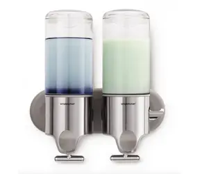 Simplehuman BT1028 Dávkovač mydla a šampónu na stenu / 2x 444 ml / nerez