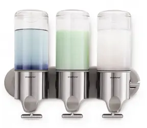 Simplehuman BT1029 Dávkovač mydla šampónu a kondicionéru na stenu / 3x 444 ml / nerez
