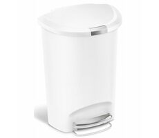 Simplehuman Pedálový odpadkový kôš - 50 l / polguľatý / biely plast 