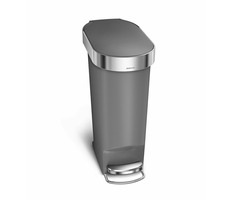 Simplehuman pedálový odpadkový kôš / 40 l / šedý plast / úzky / oválny / s nerez krytom vrecka