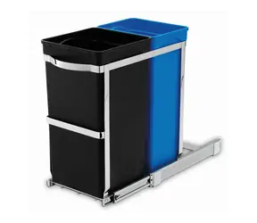 Simplehuman Vstavaný odpadkový kôš na triedený odpad – 20/15 l / výsuvný / lesklá oceľ / plast