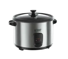 Russell Hobbs Cook@Home 19750-56 čierno-strieborná / Ryžovar a parný hrniec / 700 W / 1.8L / nerez 