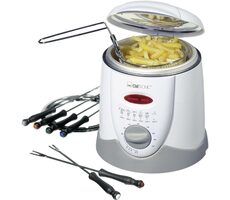 Clatronic FFR 2916 biela / Fritovací hrniec a fondue / 900 W / 1 l / 6 vidličiek